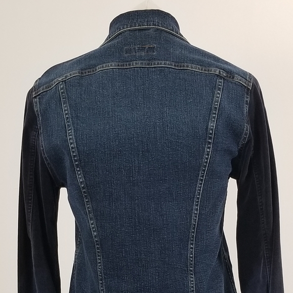 Escada denim jacket with navy velvet sleeves - Picture 6 of 8